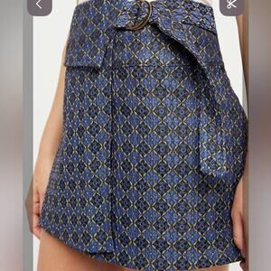 Free People All the Shine Blue Wrap Mini Skirt. Size 4